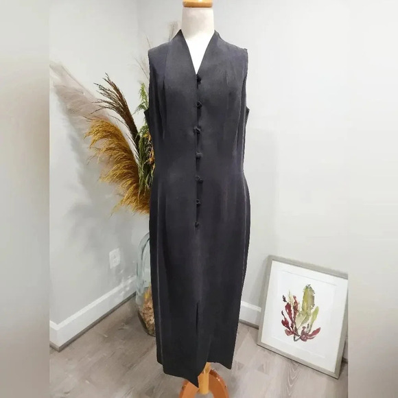 Vintage Patrick Petite Silk Buttoned Shirt Dress sz 12 - Picture 4 of 7